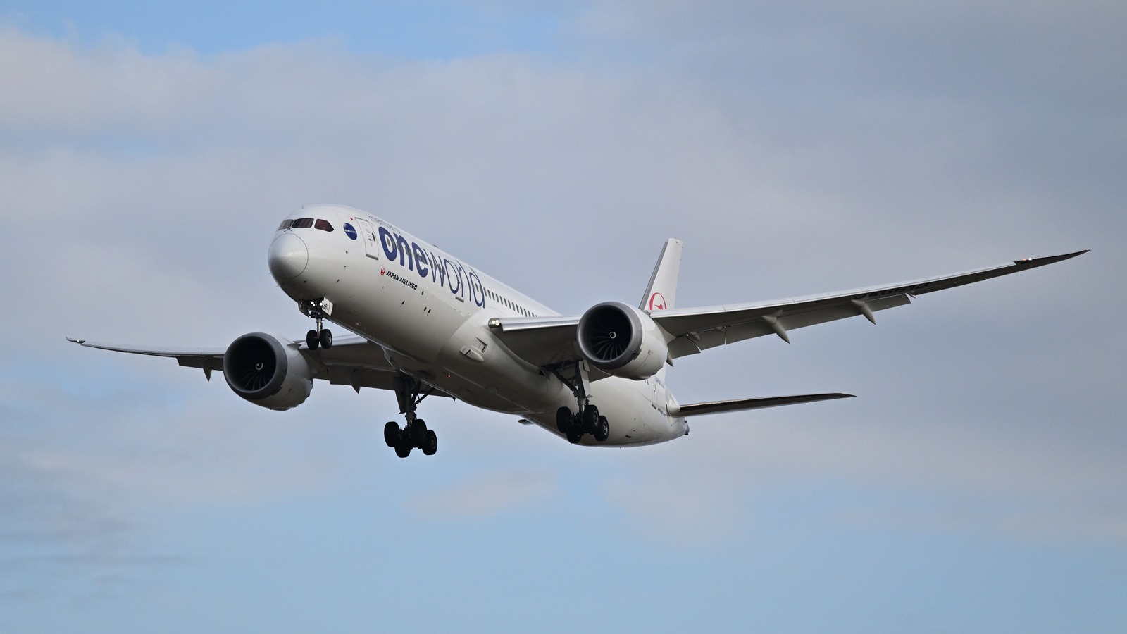 Japan Airlines Boeing 787 in Oneworld livery approaching Boston in November 2024