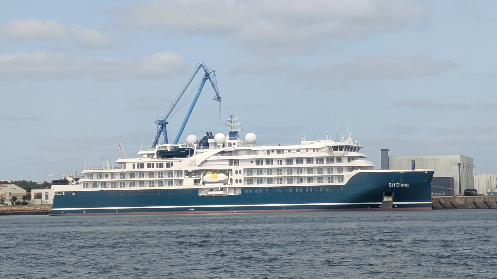 Swan Hellenic expedition ship SH Diana at Lorient in August 2025, with its balcony decks visible