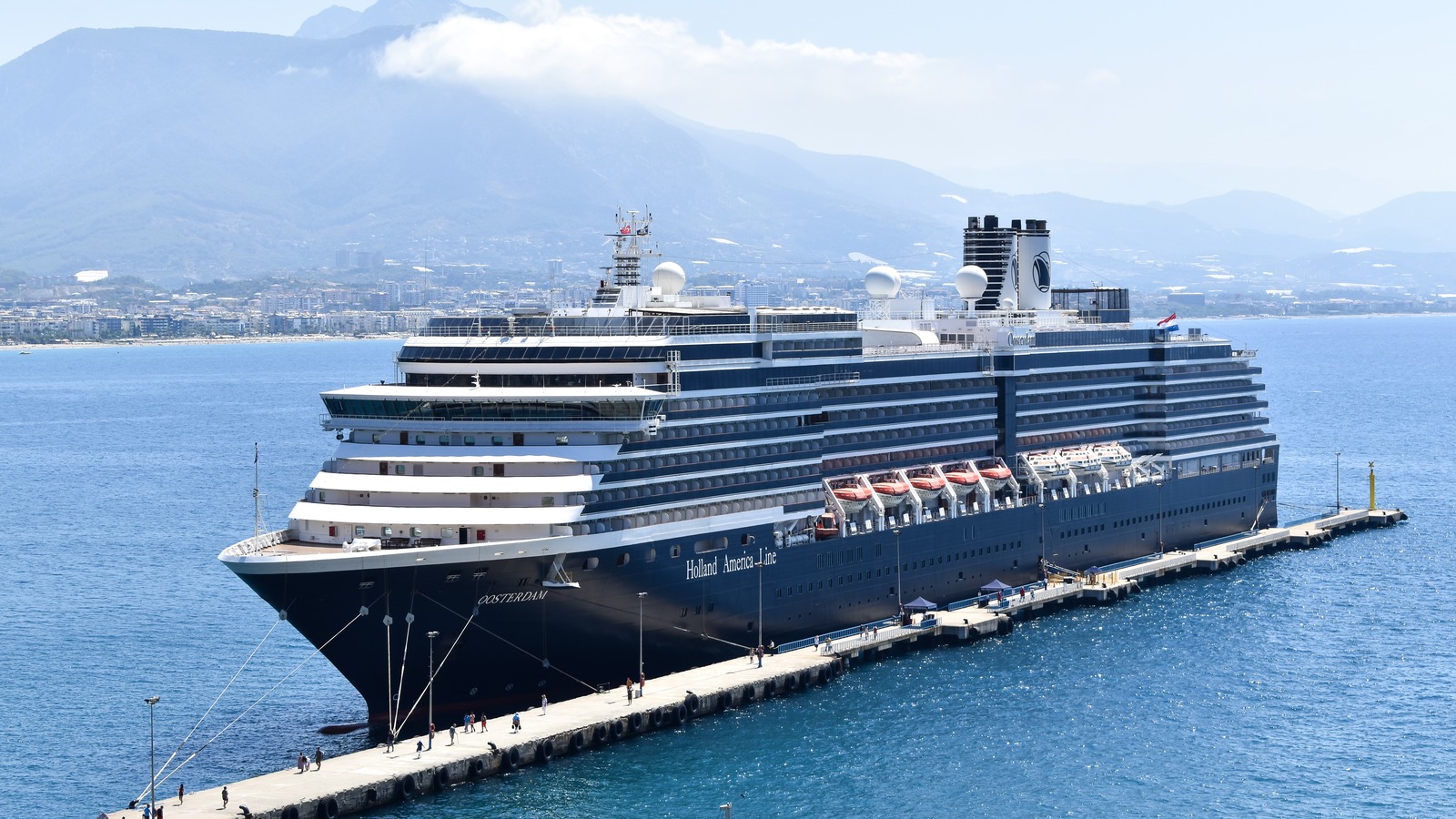 Oosterdam cruise ship docked in the port of Alanya in 2024