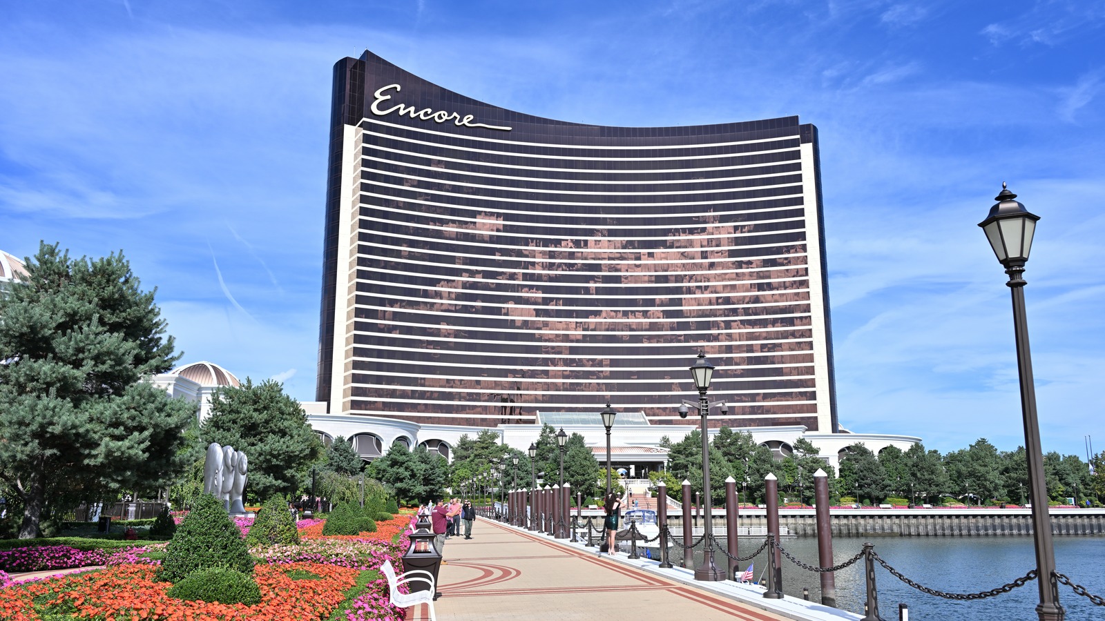 Encore Boston Harbor viewed from its riverwalk in September 2024, before the 2026 strike