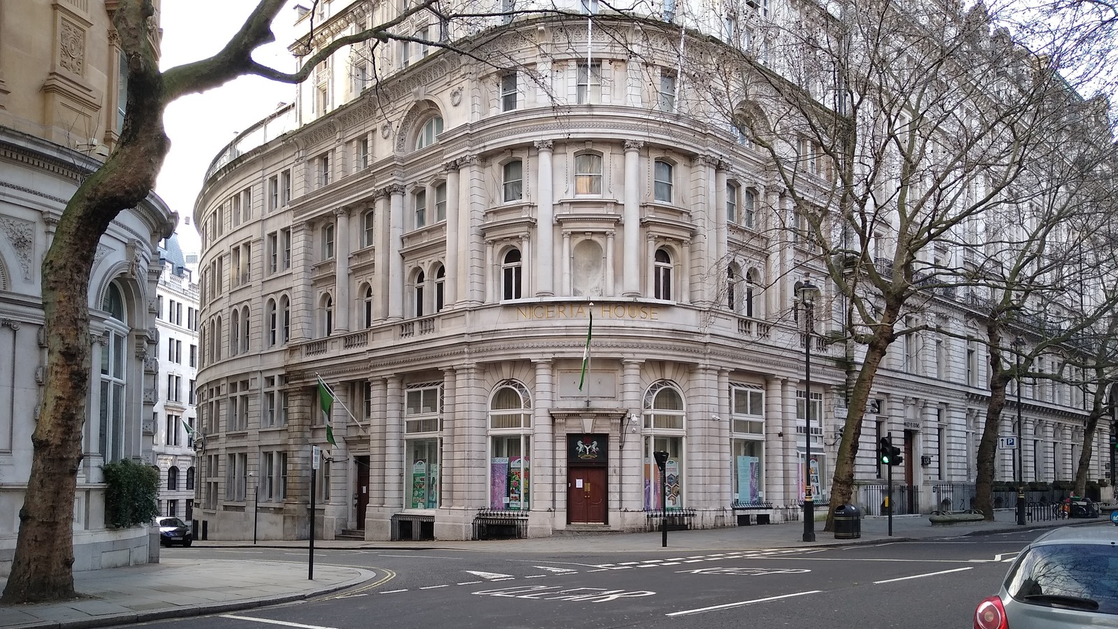 Nigeria House, home of the High Commission of Nigeria in London, seen from the street