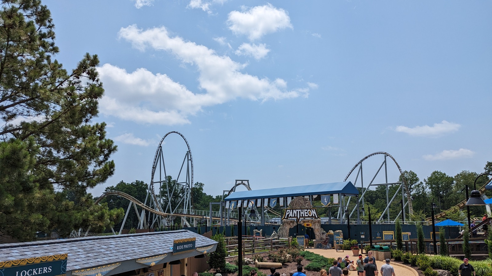 Pantheon entrance and coaster skyline at Busch Gardens Williamsburg