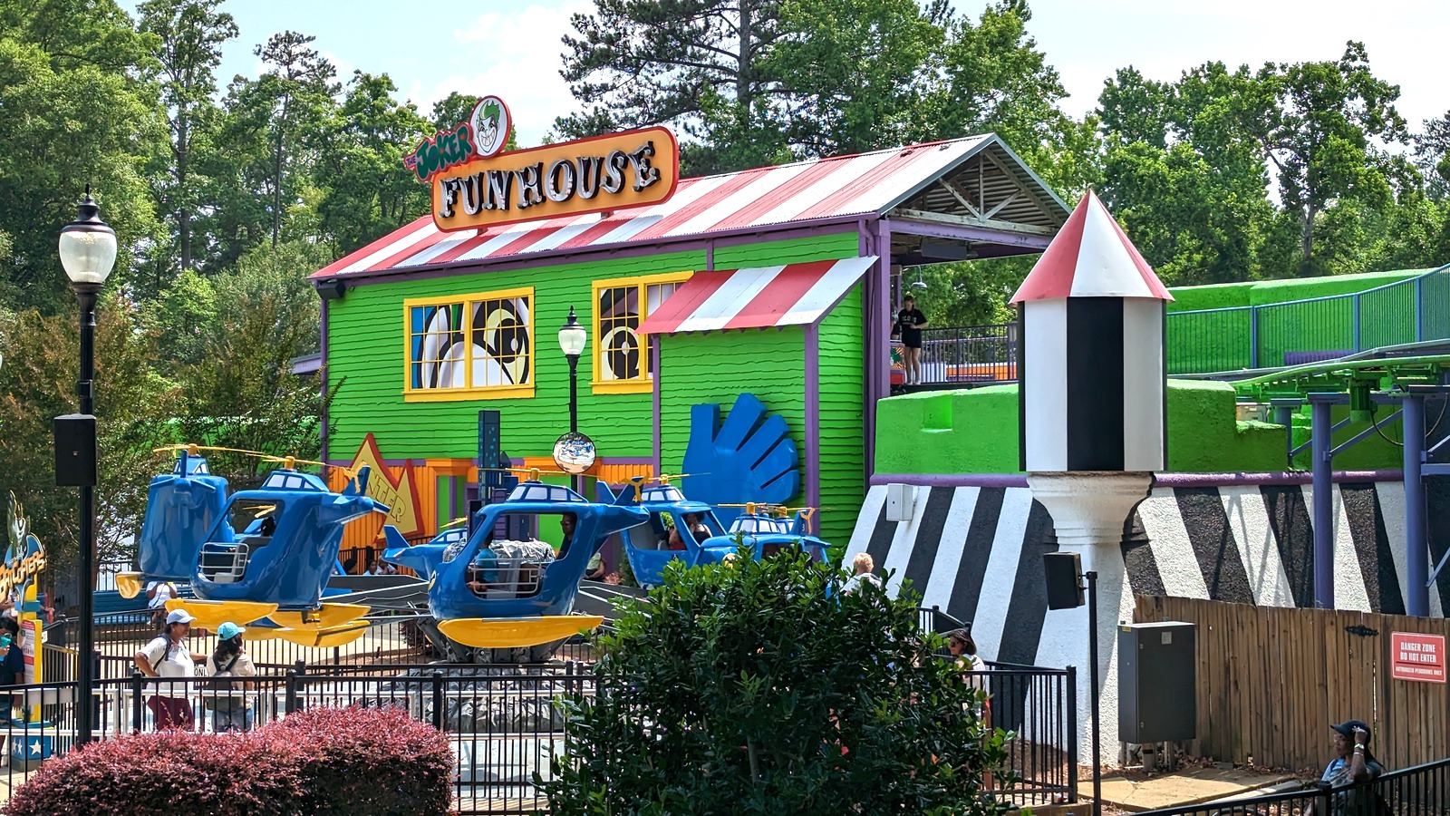 The Joker Funhouse Coaster in DC Super Friends at Six Flags Over Georgia