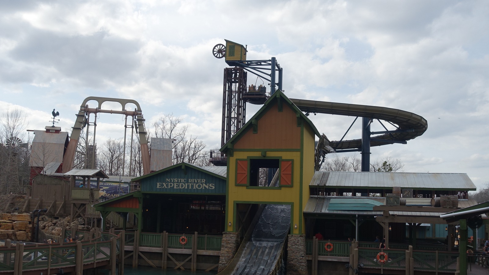 Mystic River Falls lift and drop at Silver Dollar City