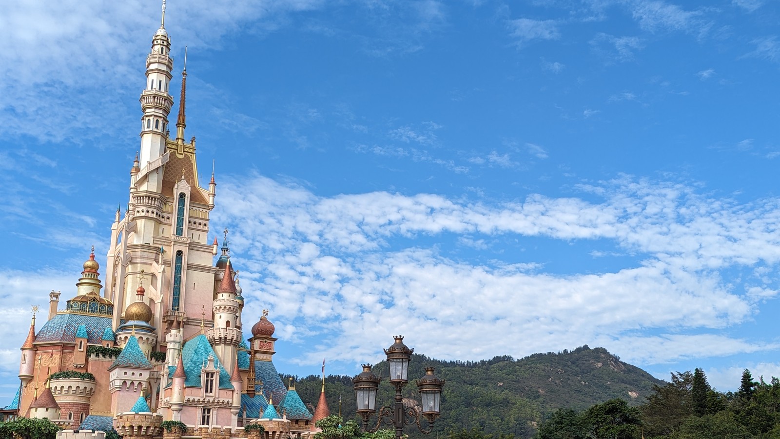 Castle of Magical Dreams and Fantasyland at Hong Kong Disneyland