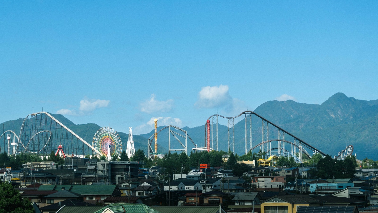 Fuji-Q Highland skyline with Mount Fuji