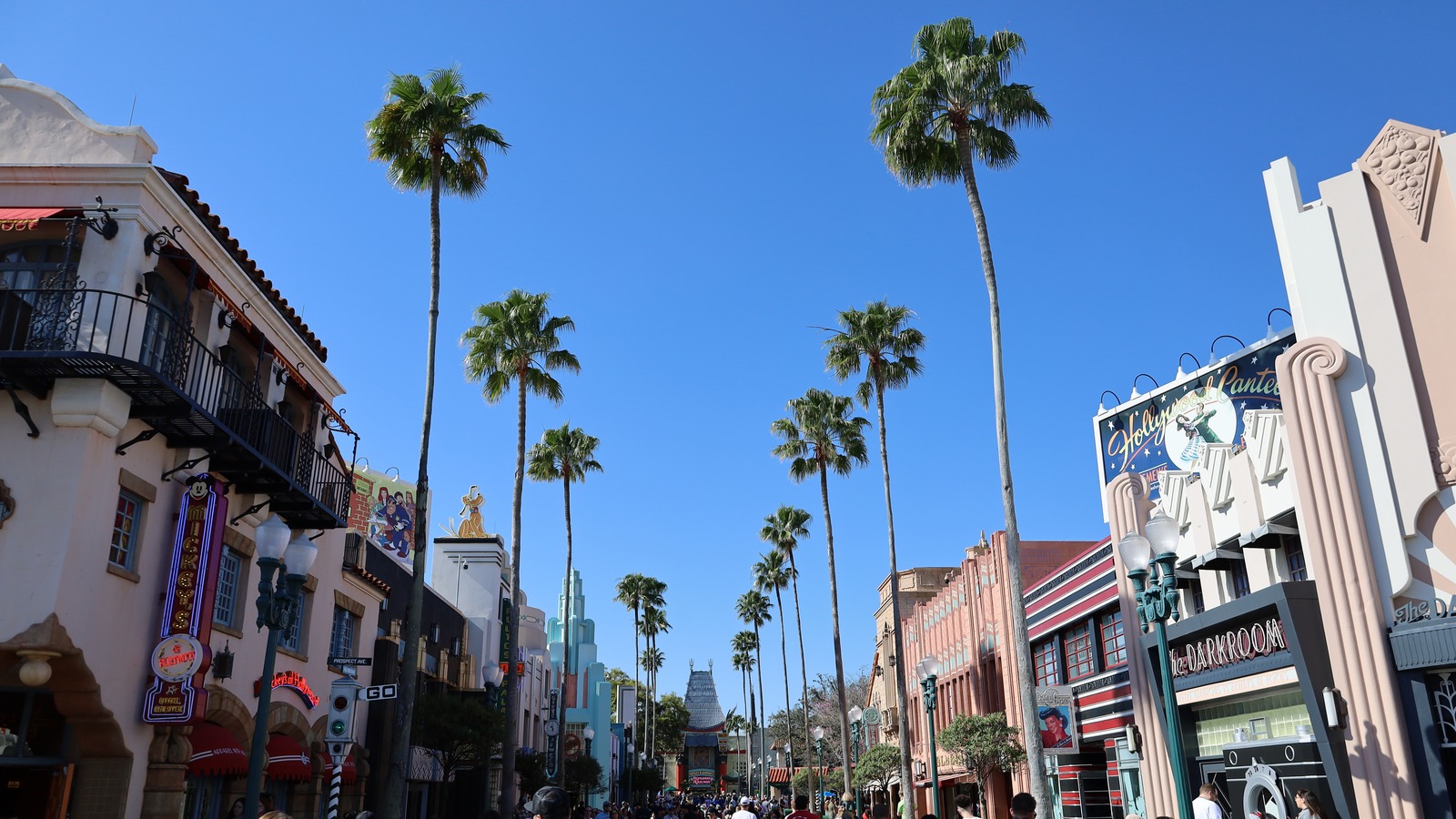 Hollywood Boulevard at Disney's Hollywood Studios with the Brown Derby building at left