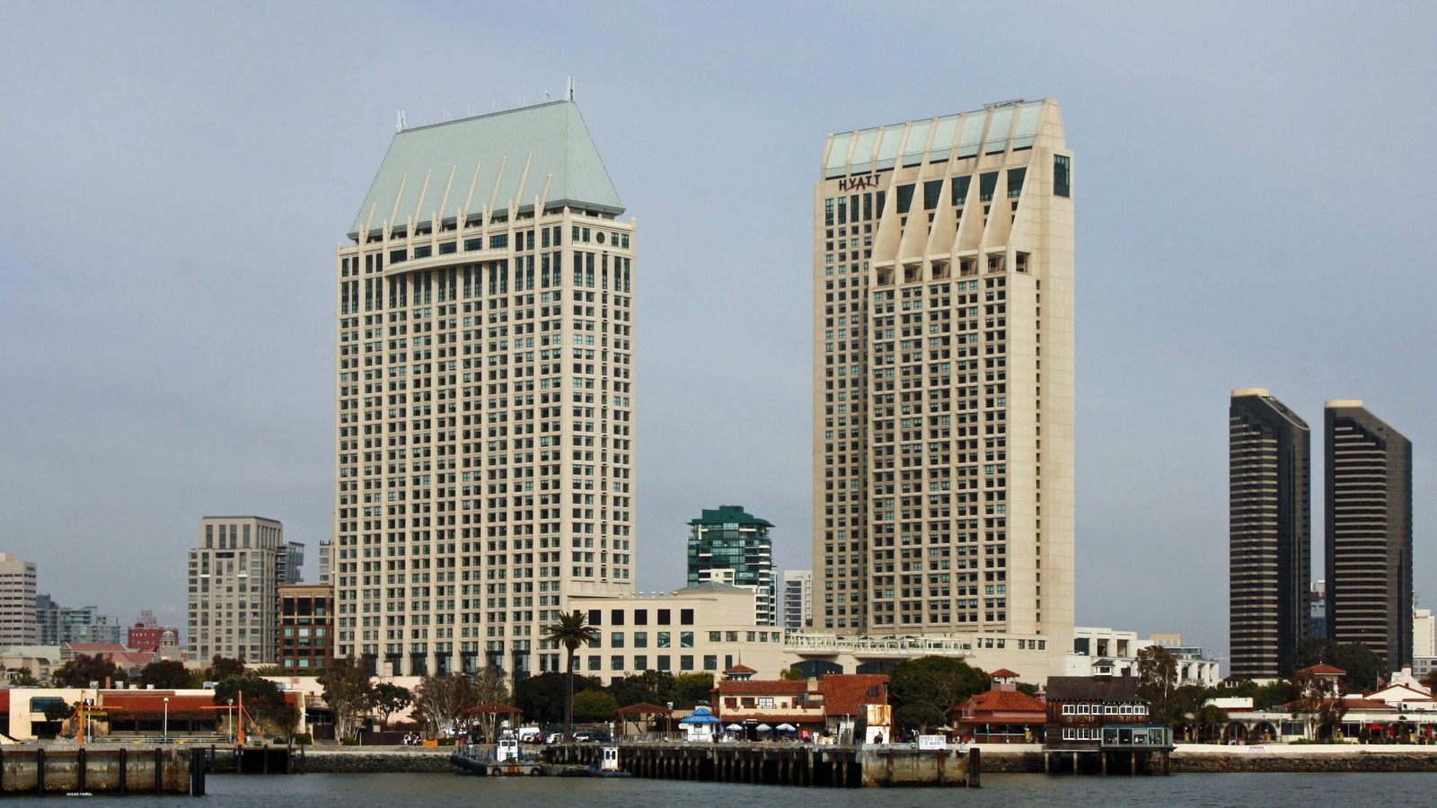 Manchester Grand Hyatt hotel towers on the San Diego waterfront