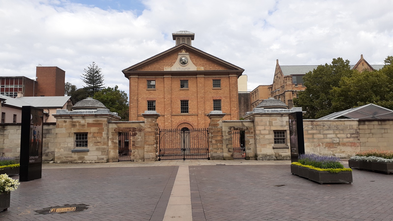 Brick facade of Hyde Park Barracks in central Sydney