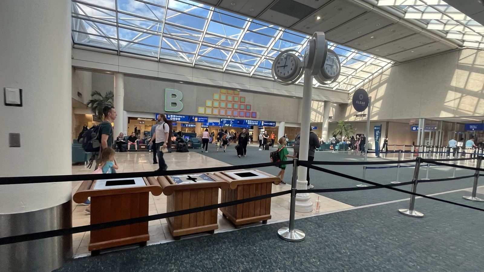 Terminal B sign and check-in circulation at Orlando International Airport in May 2023