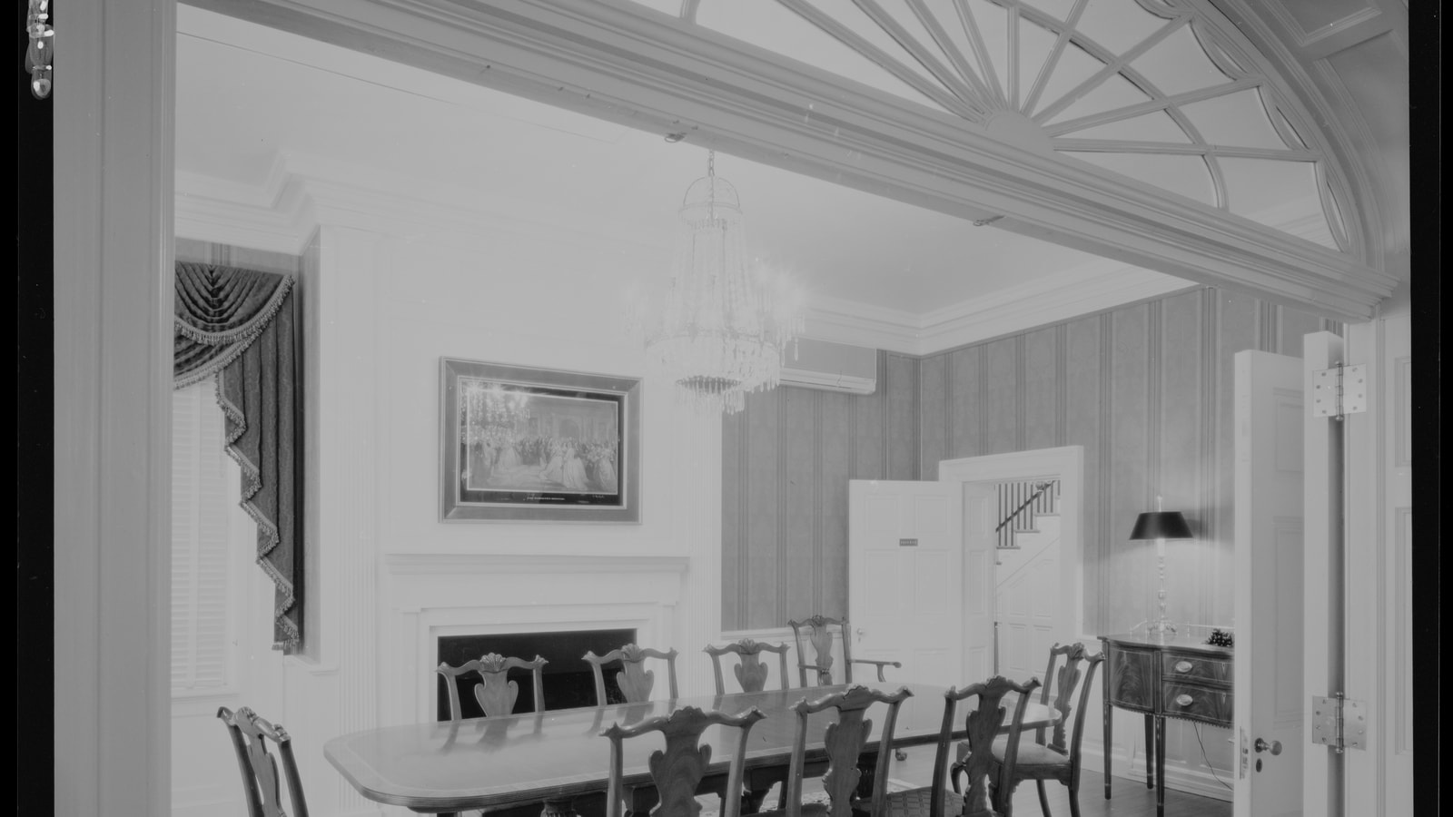 2003 HABS black-and-white view of the Breakfast Room in James Madison's Montpelier.
