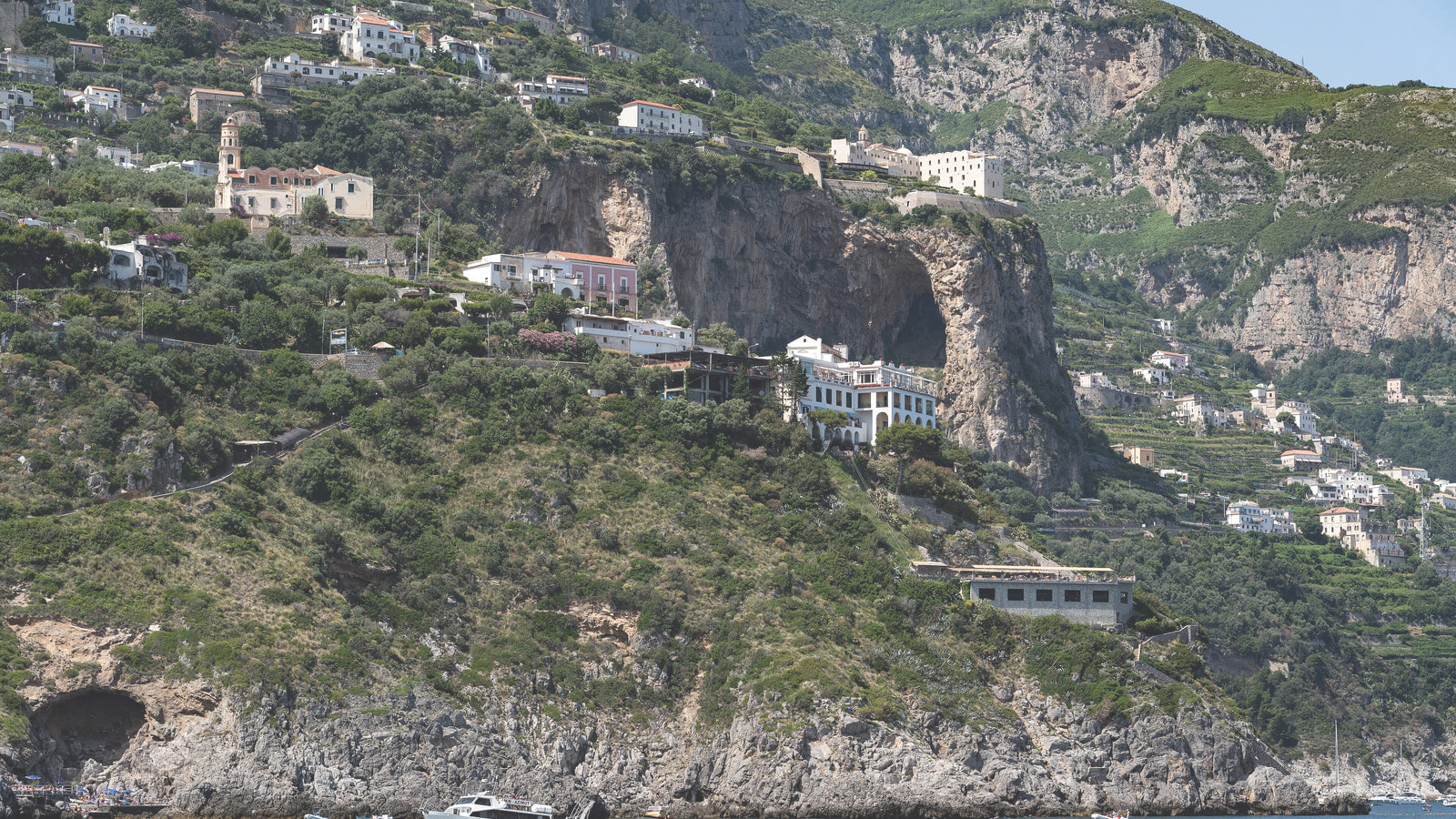 Passenger ferry traveling along the Amalfi Coast