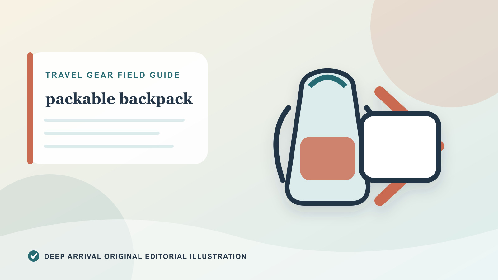 Original editorial illustration for How to Choose a Packable Backpack for Travel