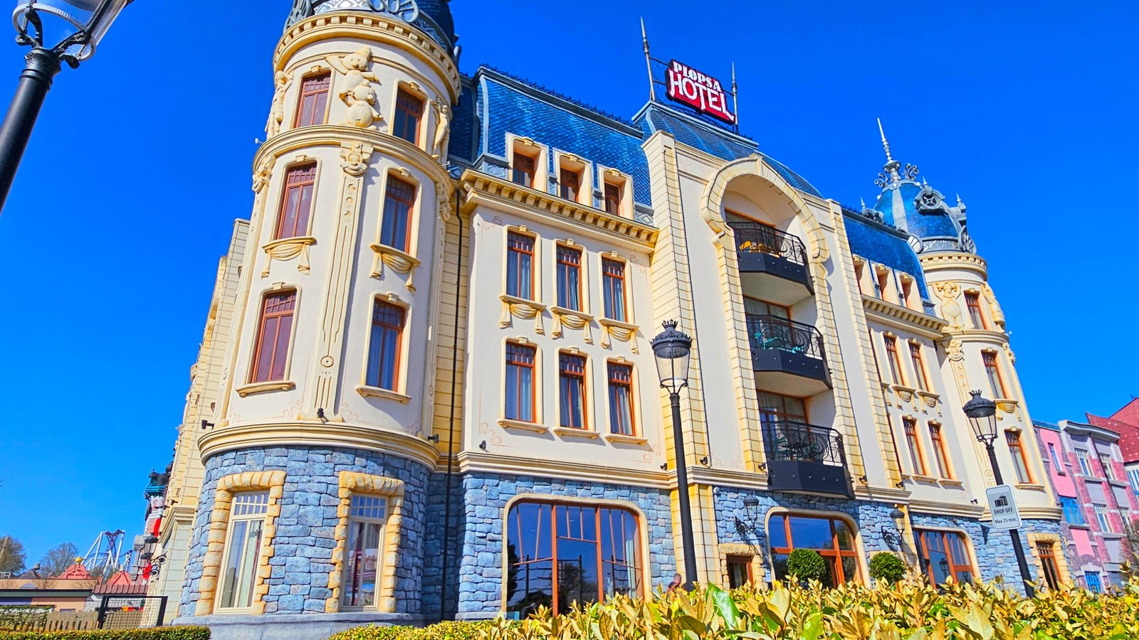 Plopsaland Theater Hotel facade in De Panne photographed in April 2025