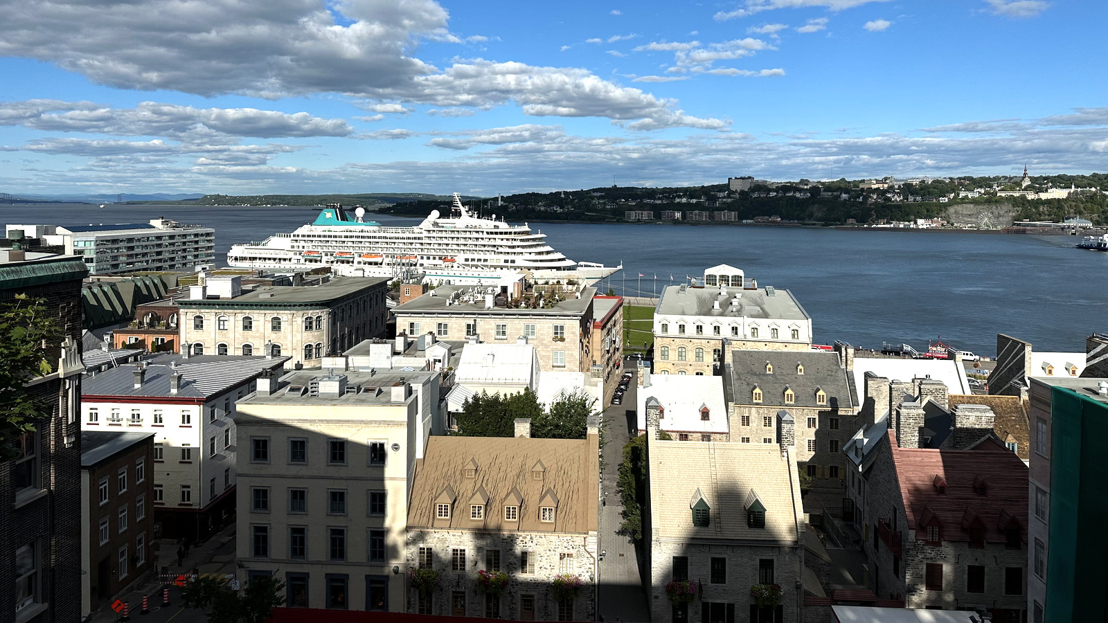 Cruise ship on the St. Lawrence River beside Old Quebec