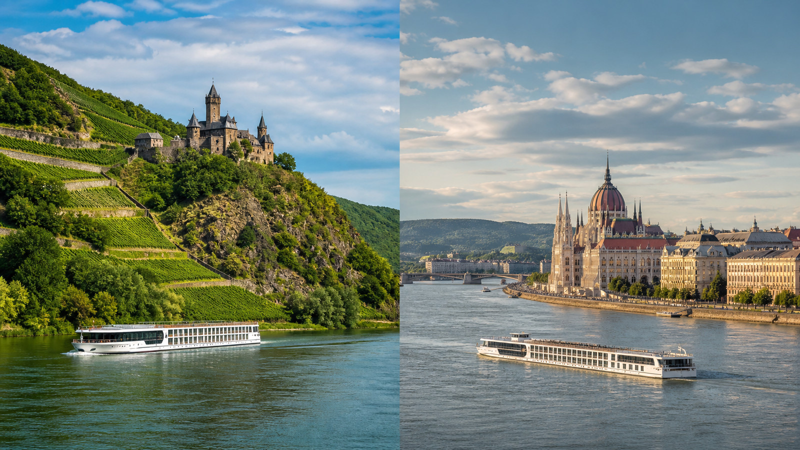 Representative Rhine and Danube river cruise landscapes