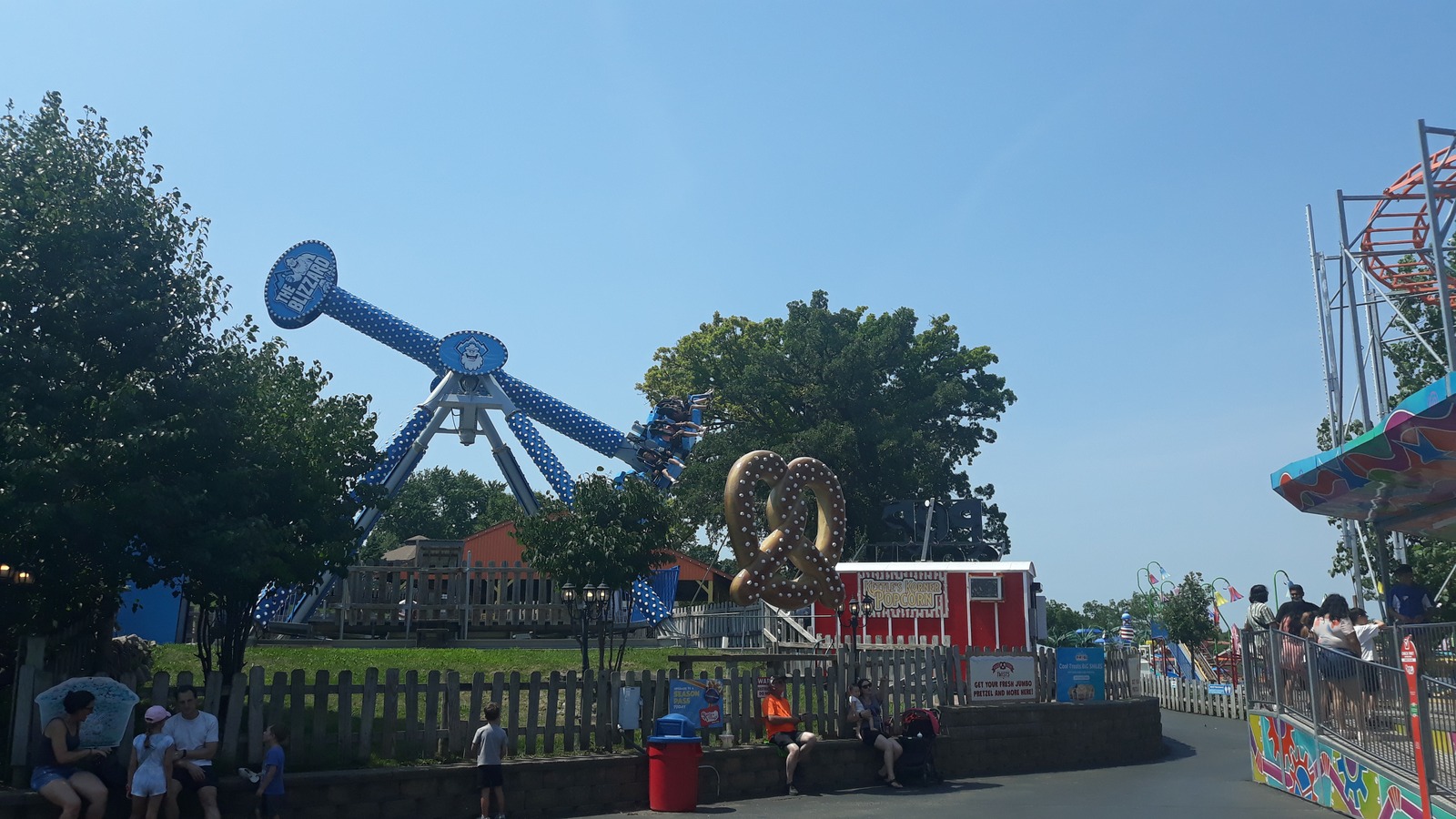 The Blizzard pendulum ride and surrounding ride area