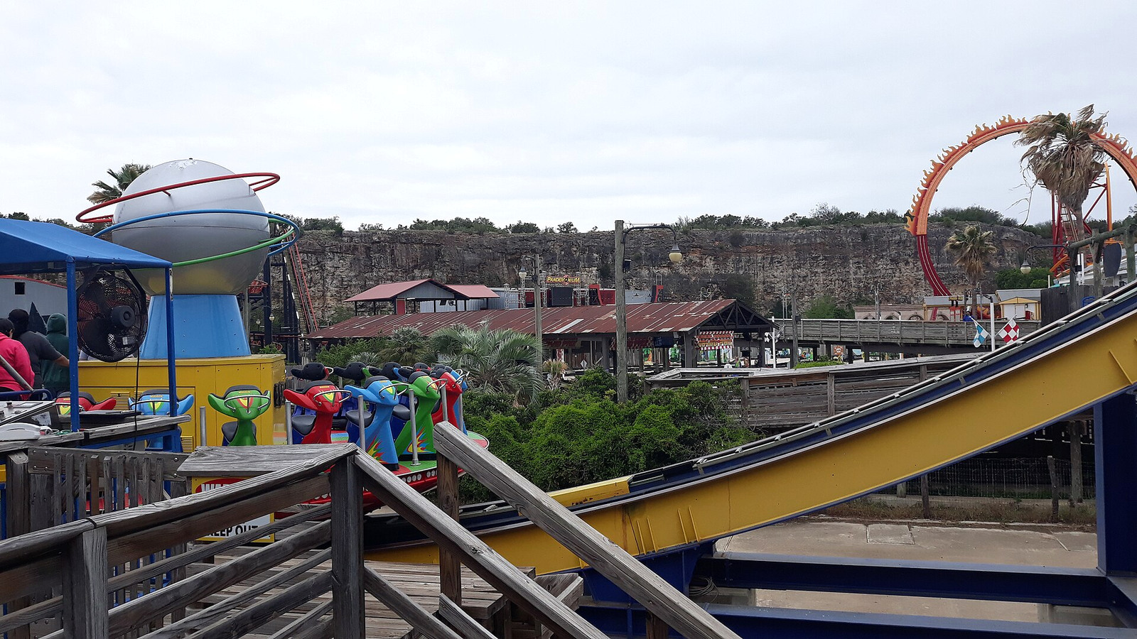 Six Flags Fiesta Texas entrance and attraction setting