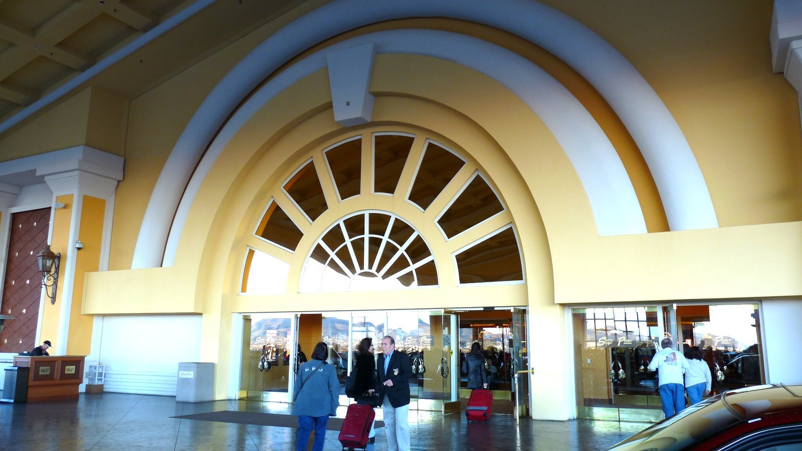 Historic South Point resort entrance with South Point branding on the doors in a 2009 photograph; not current entrance guidance.