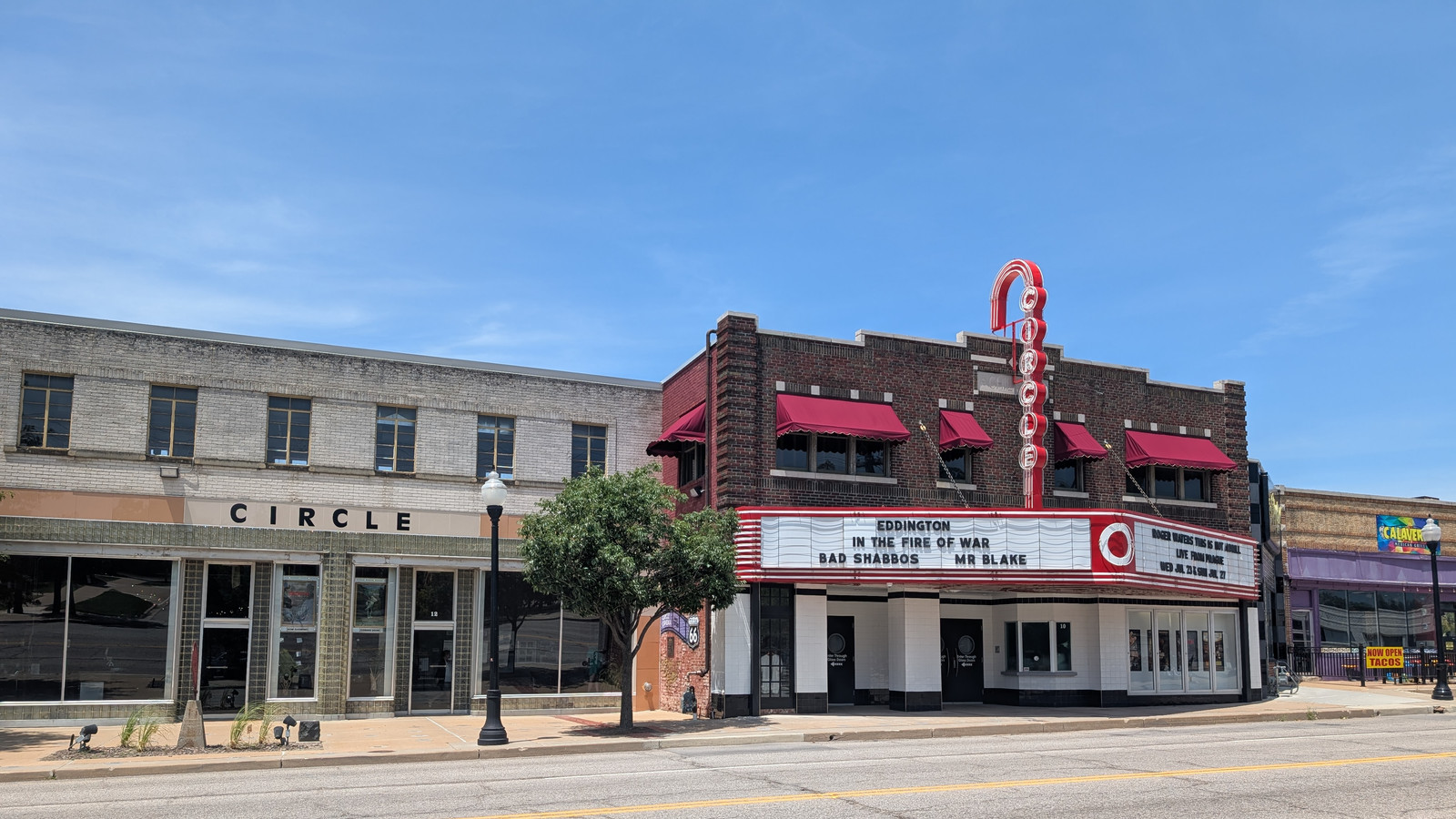 Circle Cinema marquee and entrance in Tulsa, an opening-scene location for The Outsiders director's cut.