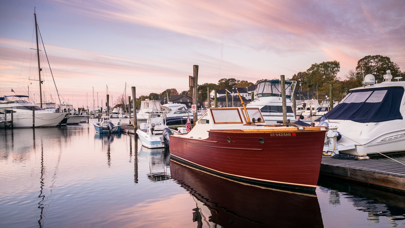 Historic waterfront on the Mystic River in Connecticut