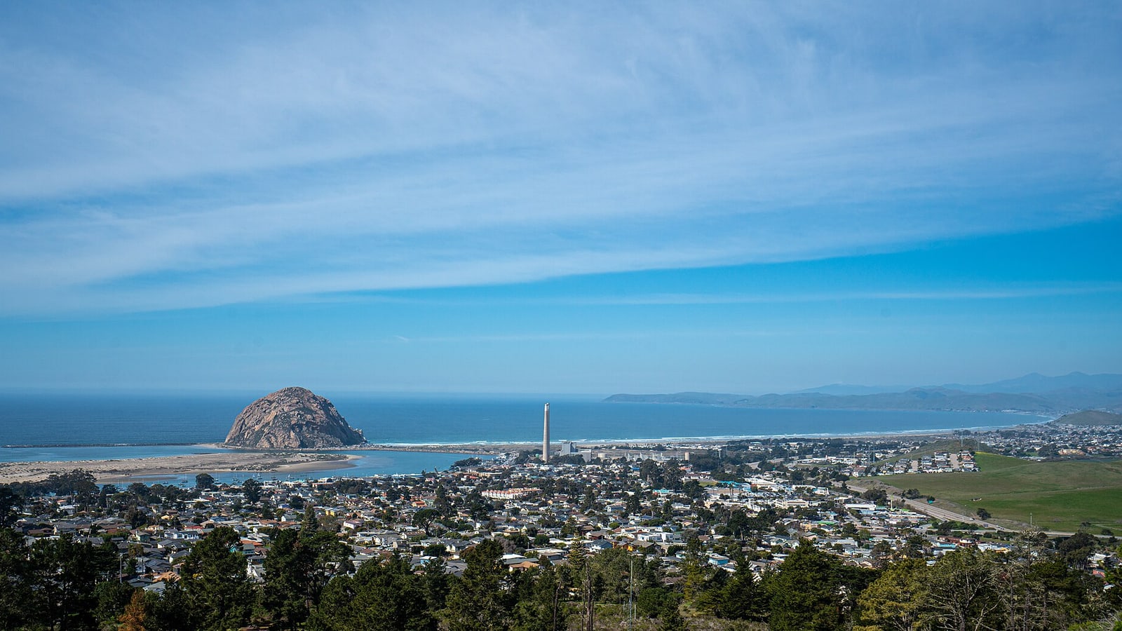 Morro Bay estuary and Morro Rock viewed from Black Hill