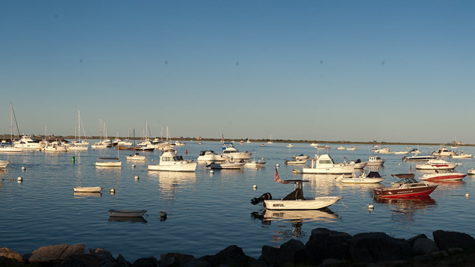 Boats across Plymouth Harbor in Plymouth, Massachusetts