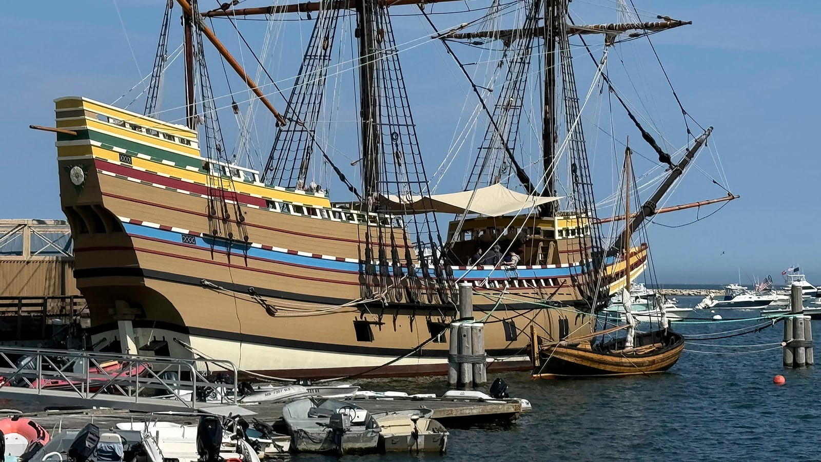 Mayflower II beside the historic Plymouth waterfront