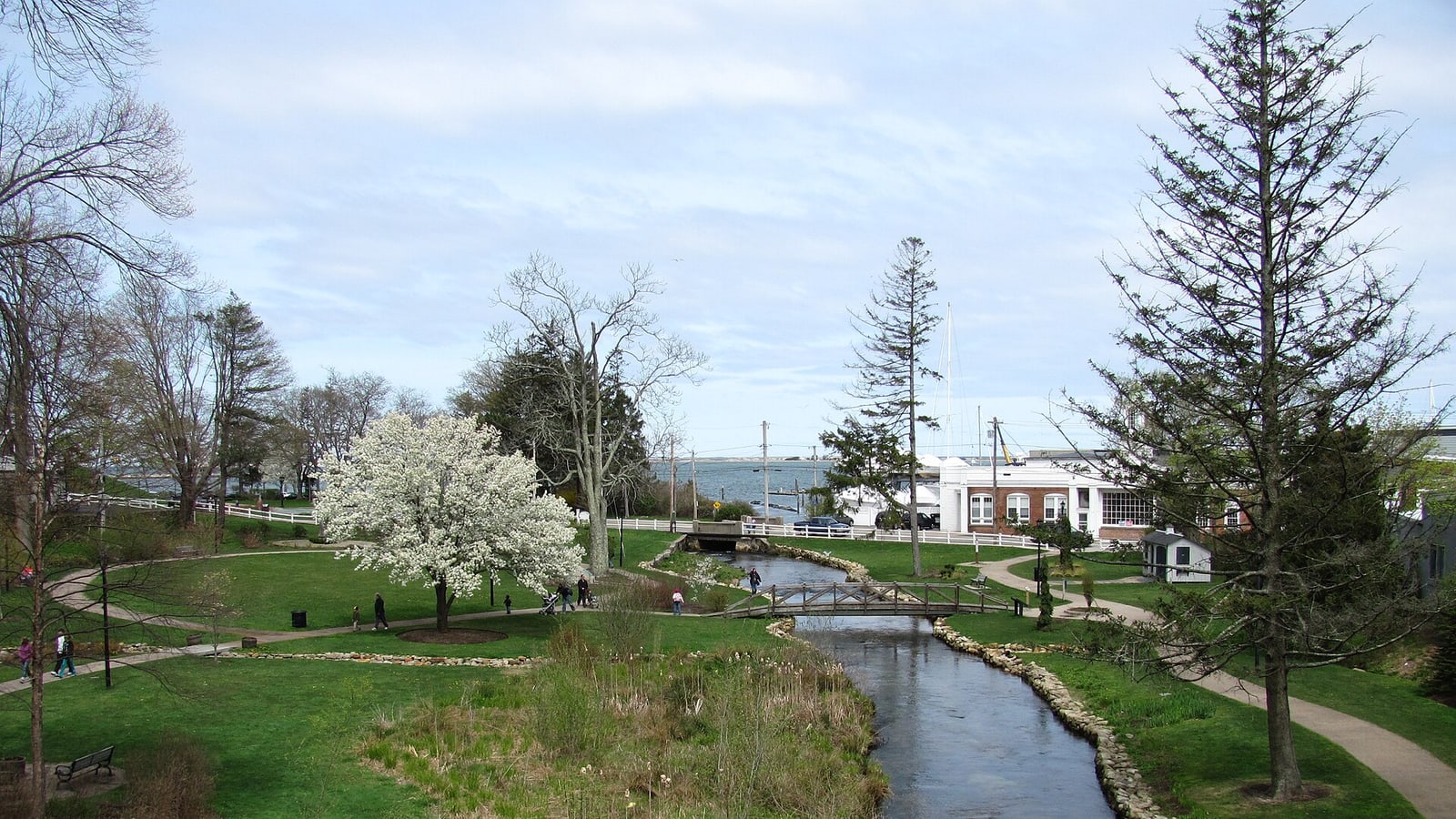 Town Brook flowing through Brewster Gardens in Plymouth