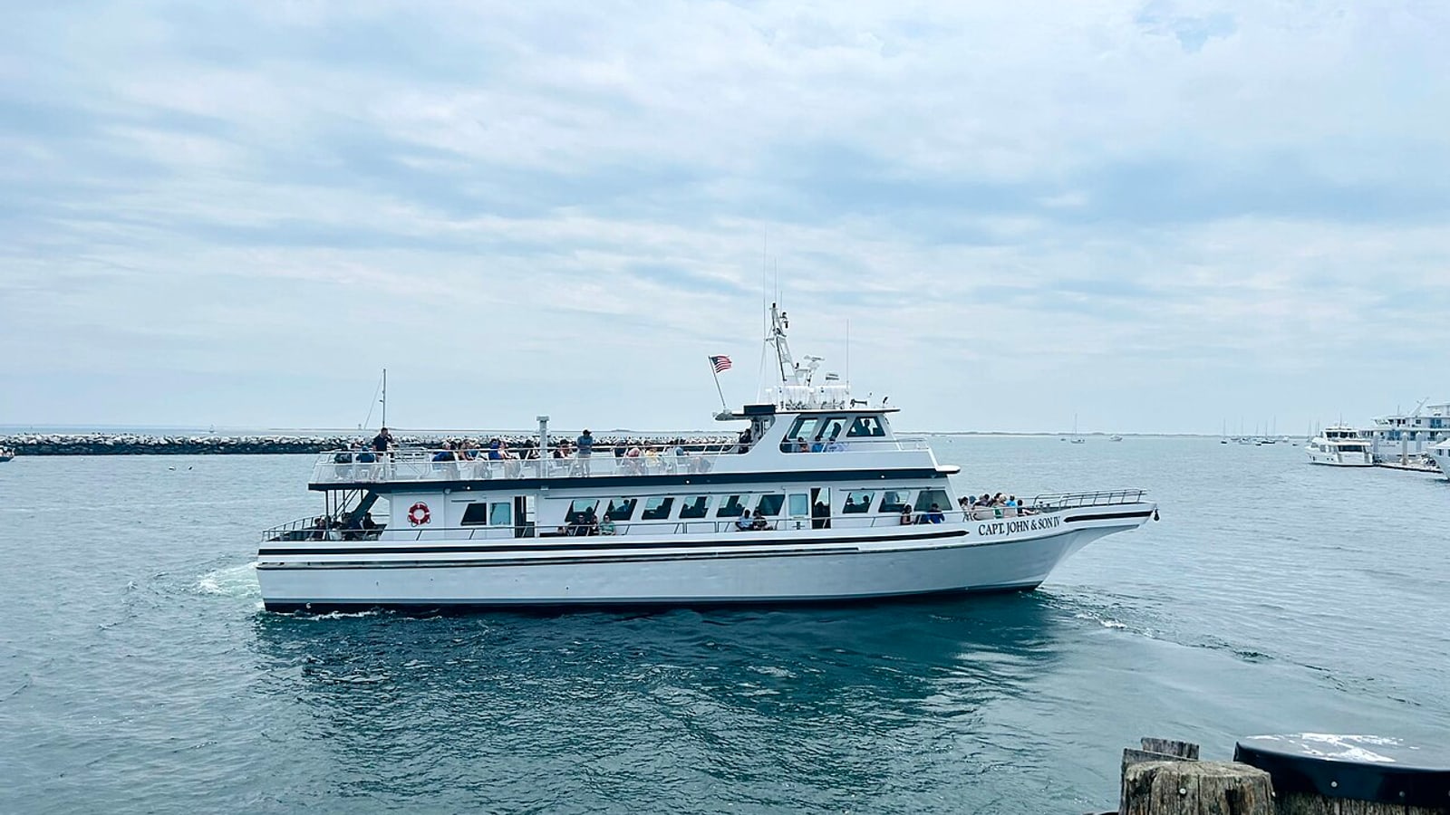 Whale watch vessel in Plymouth Harbor