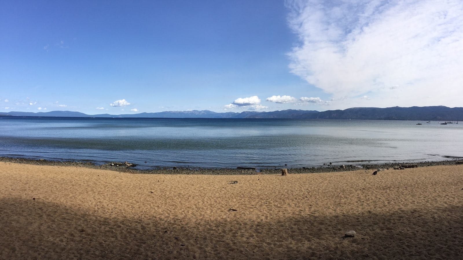 Kiva Beach with Lake Tahoe and mountains