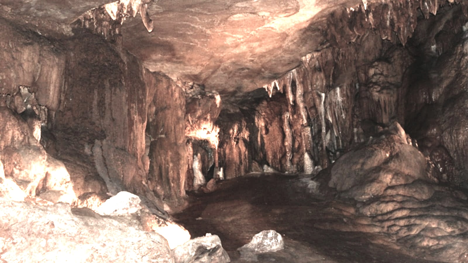 Rock formations inside Fantastic Caverns near Springfield Missouri