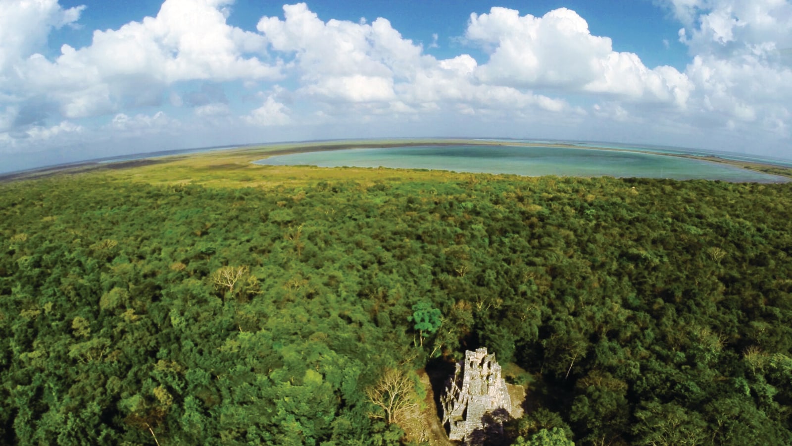 Muyil archaeological zone and lagoon amid jungle near Tulum Mexico