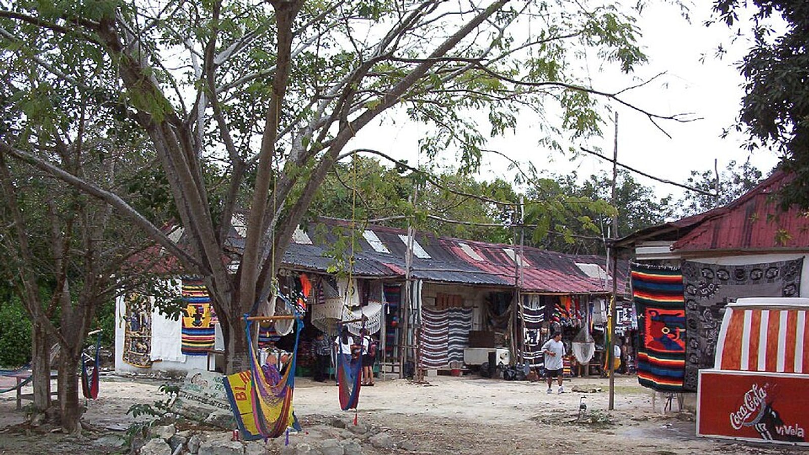 Local street and shops in Tulum Pueblo Quintana Roo Mexico