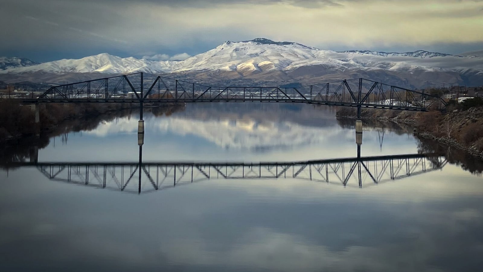 Downtown Wenatchee and the Columbia River in central Washington