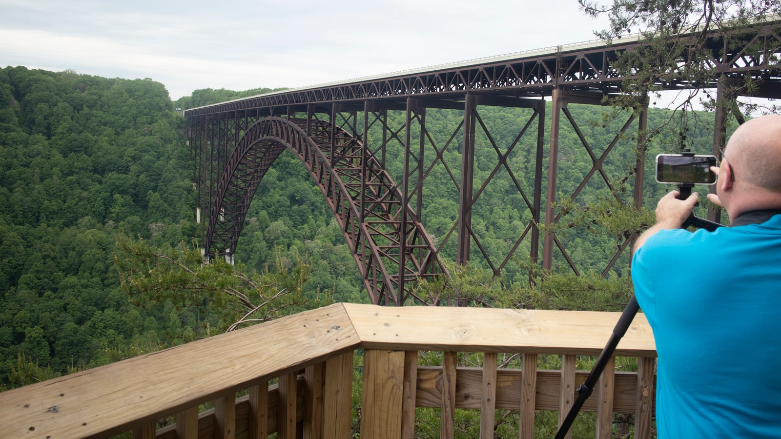New River Gorge Bridge spanning a wooded gorge in West Virginia