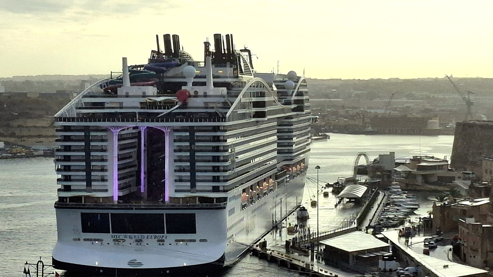 MSC World Europa berthed at Valletta cruise port