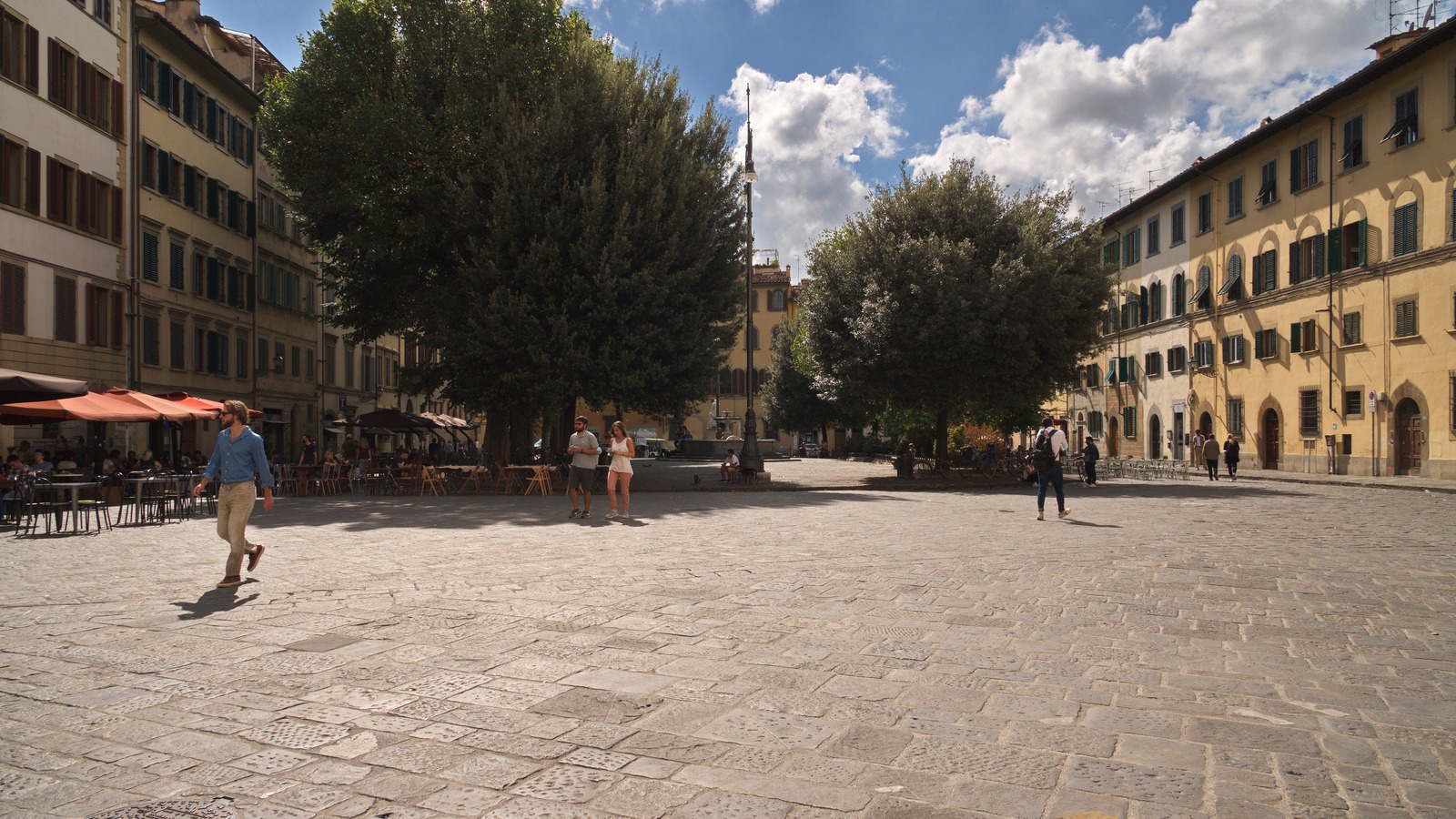 Piazza Santo Spirito in Florence with cafe terraces