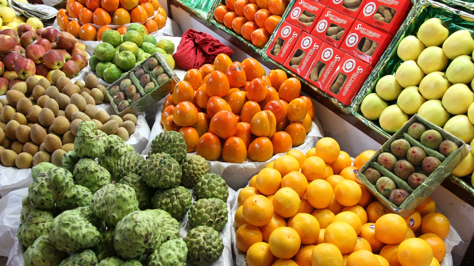 Fruit display inside Crawford Market in Mumbai