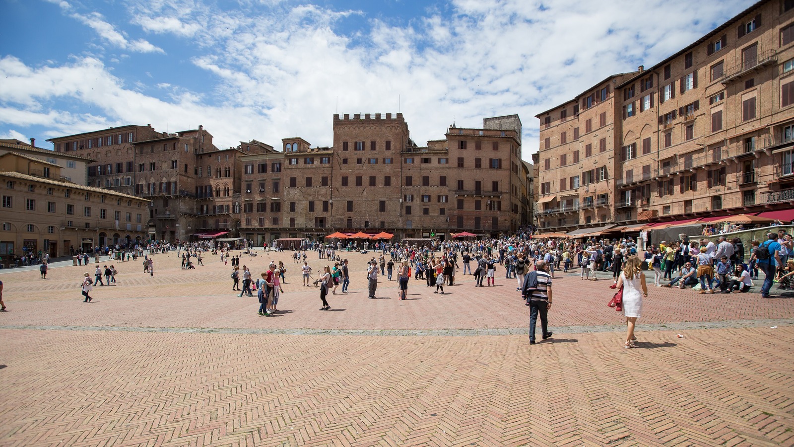 Historic buildings and public space in central Siena, Tuscany