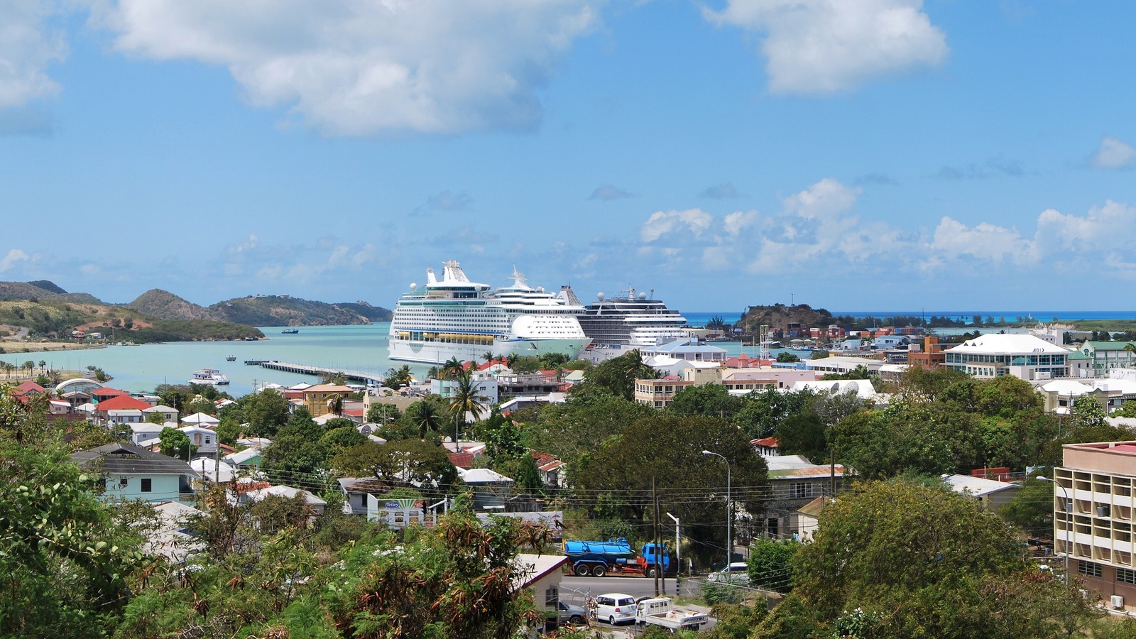 Colorful St. John's and its harbor on Antigua