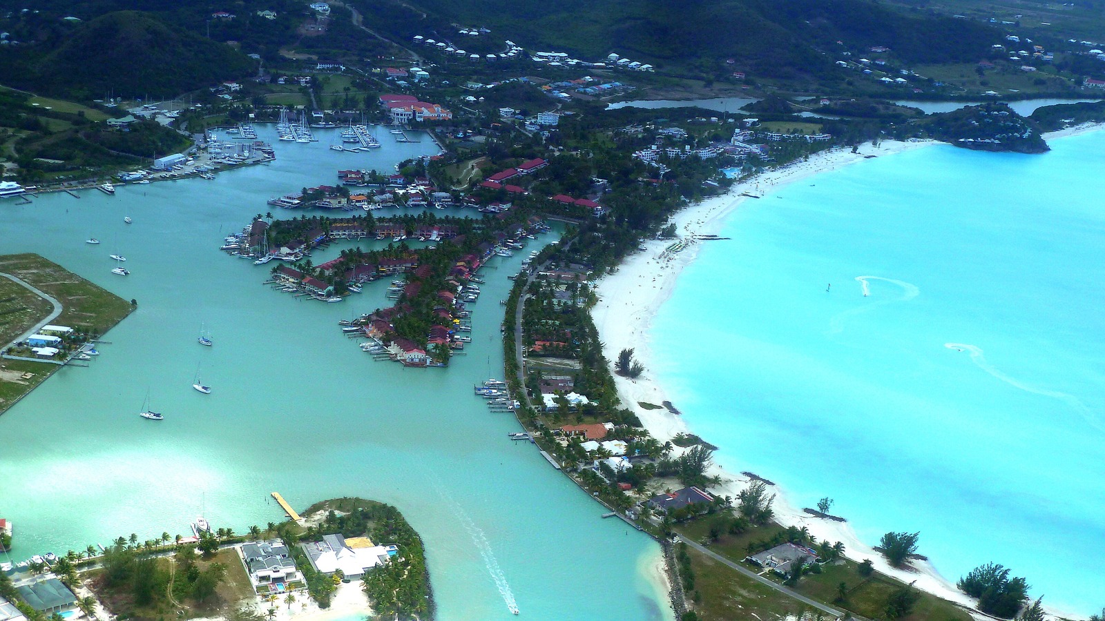 Jolly Harbour marina and bright west-coast water in Antigua