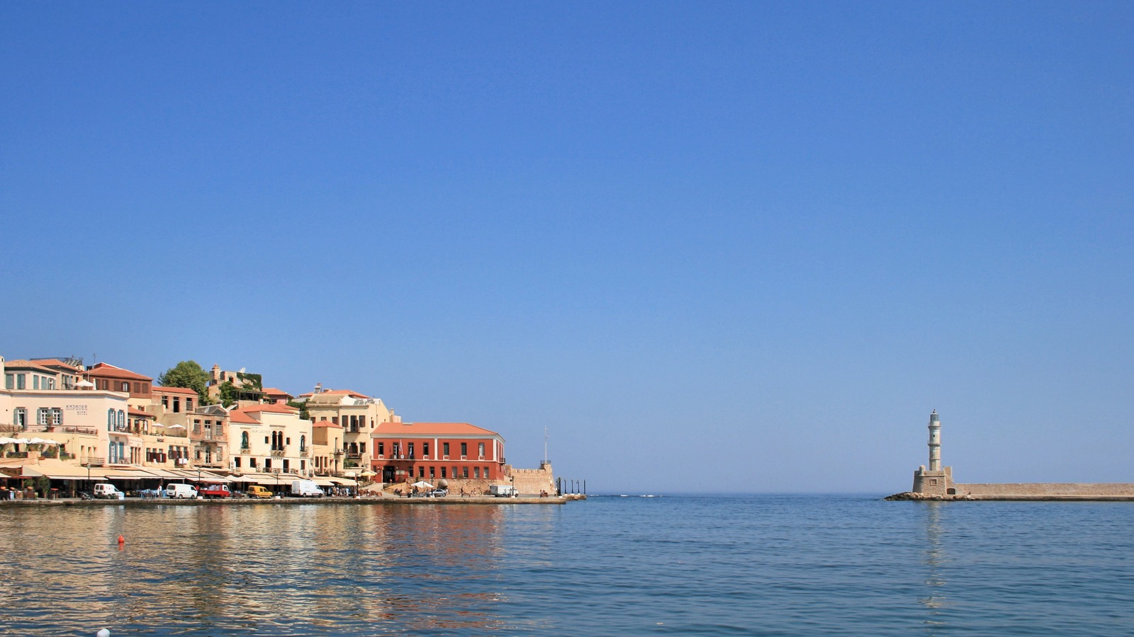 Venetian harbour and lighthouse in Chania, Crete