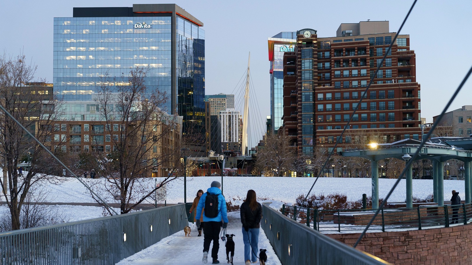 Highland neighborhood and pedestrian bridge in Denver