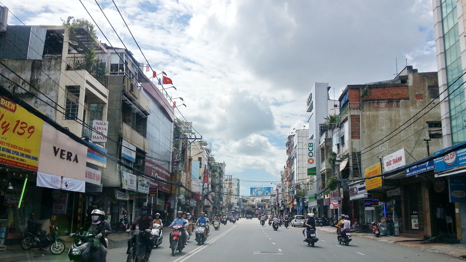 Bright street view in Phu Nhuan Ho Chi Minh City