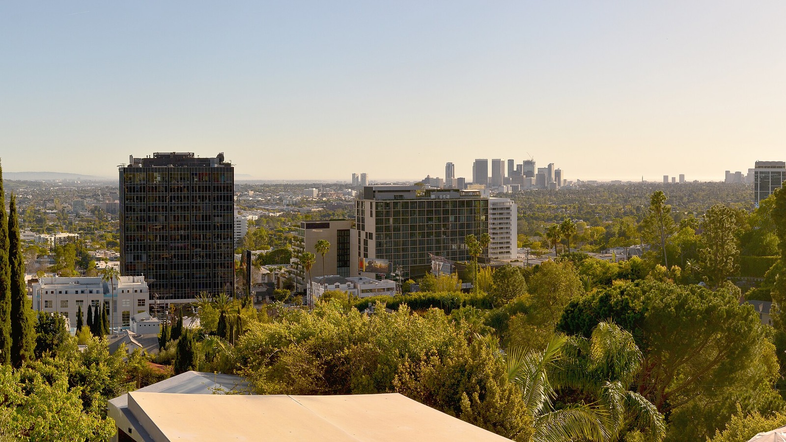 Bright streetscape on the Sunset Strip in West Hollywood