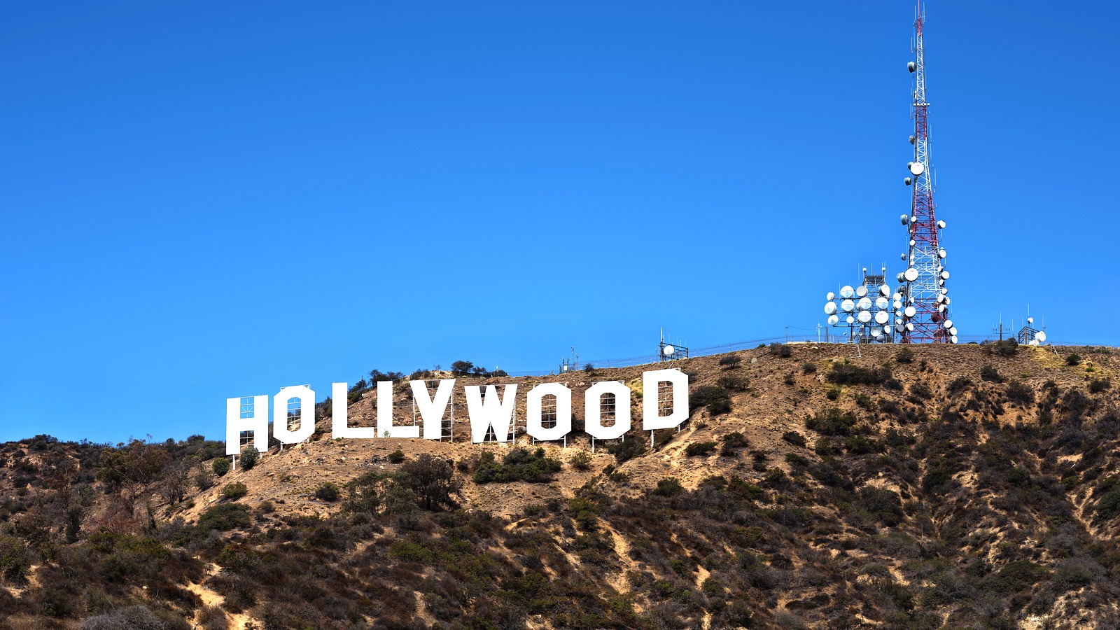 Bright view of the Hollywood Sign in Los Angeles
