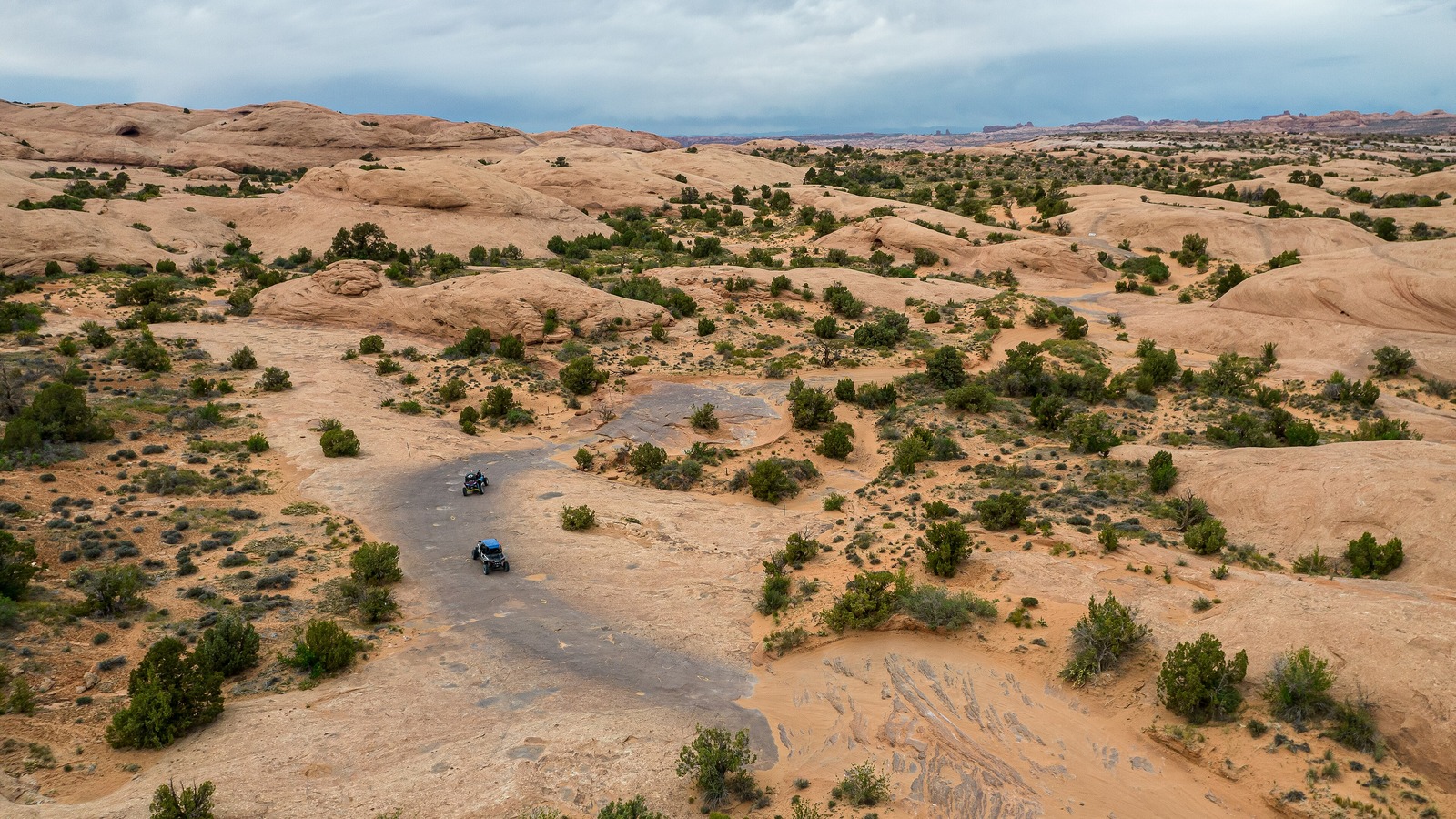 Red slickrock terrain in the Sand Flats Recreation Area near Moab