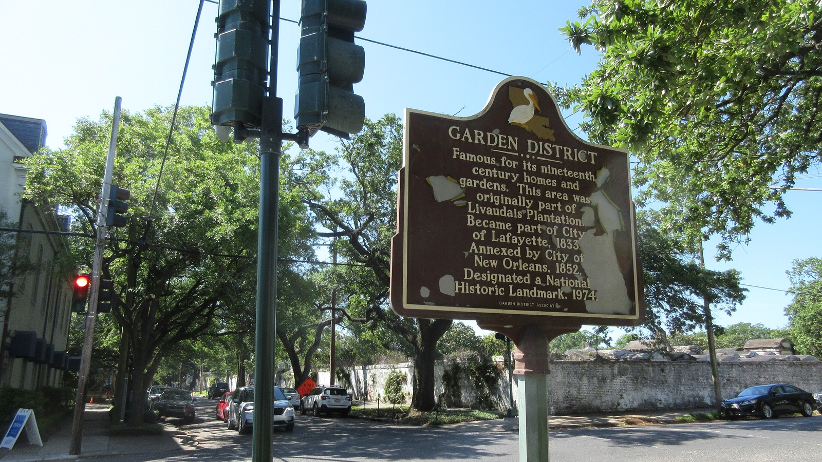 Oak-lined avenue in New Orleans Garden District