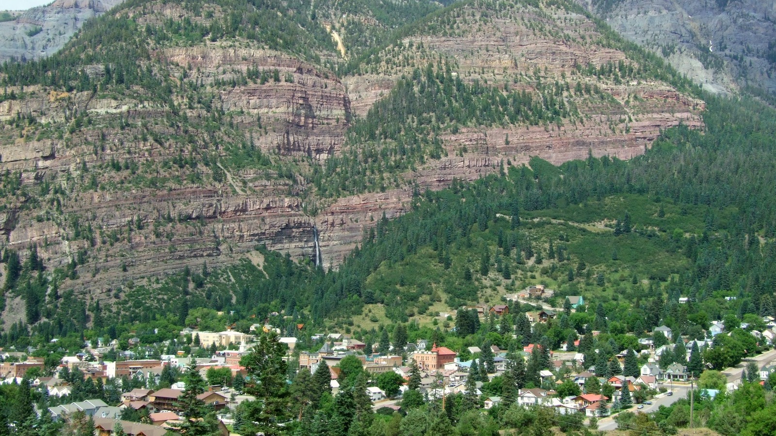 Ouray and the San Juan mountains viewed from Box Canyon, Colorado